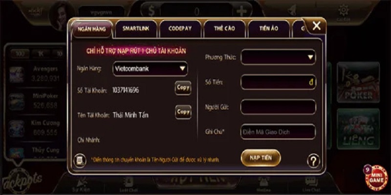 Điểm tuyệt vời trong quá trình nạp tiền Nhatvip
